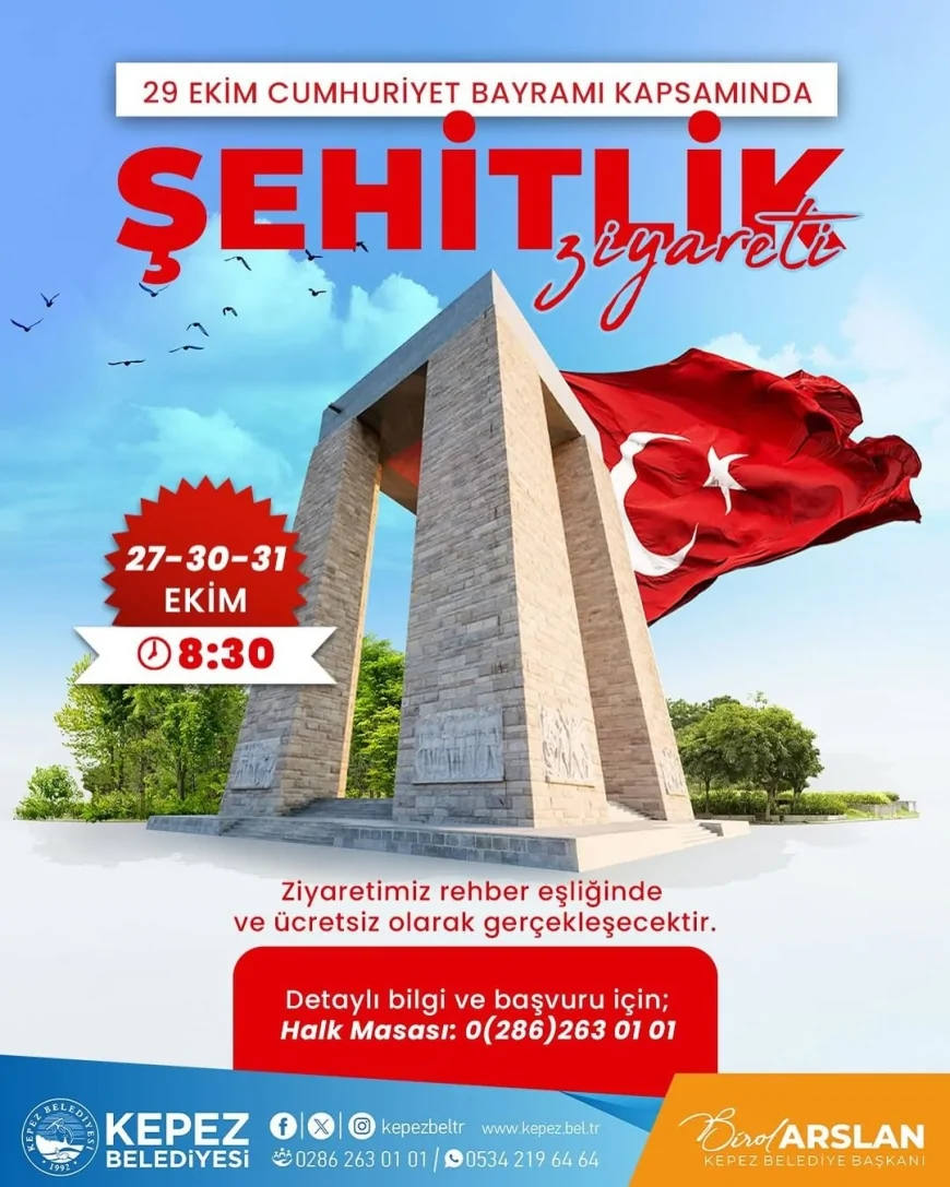 Kepez’de Cumhuriyet Bayramı’nda ücretsiz şehitlik ziyaretleri